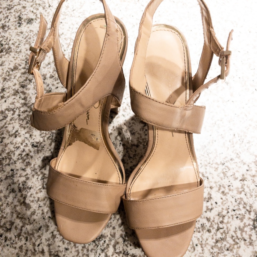 Nude block heel